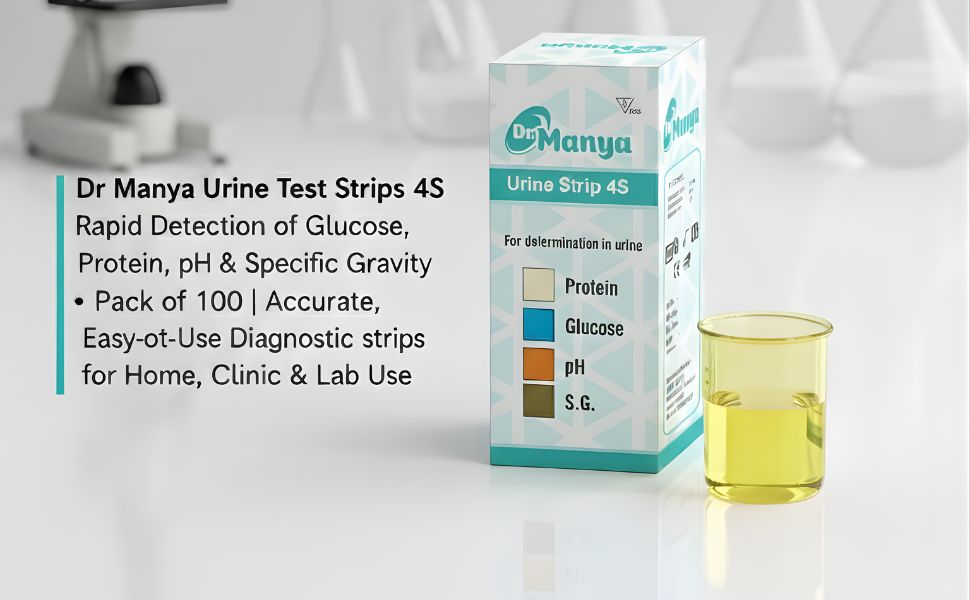 Dr. Manya Urine Test Strips 4S (Glucose, Protein, pH, S.G.) — 100 Strips — product information 1