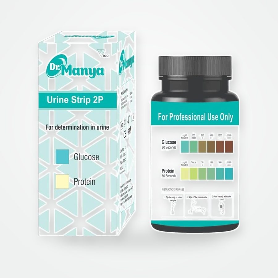Dr. Manya 2 Parameter Urine Strips (Glucose, Protein) — 100 Strips