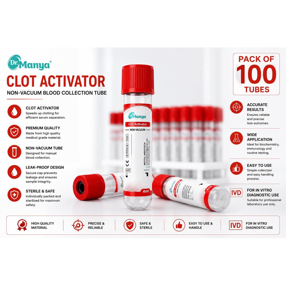Clot Activator Blood Collection Tube 4 ml, Red Cap, Non-Vacuum — Pack of 100 — image 2