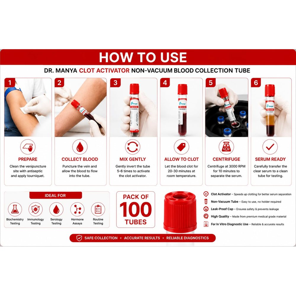 Clot Activator Blood Collection Tube 4 ml, Red Cap, Non-Vacuum — Pack of 100 — image 3