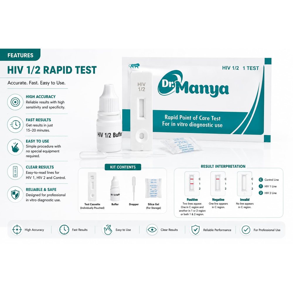 HIV 1/2 Rapid Test Kit, Individually Sealed Cassettes — Pack of 5 — image 2