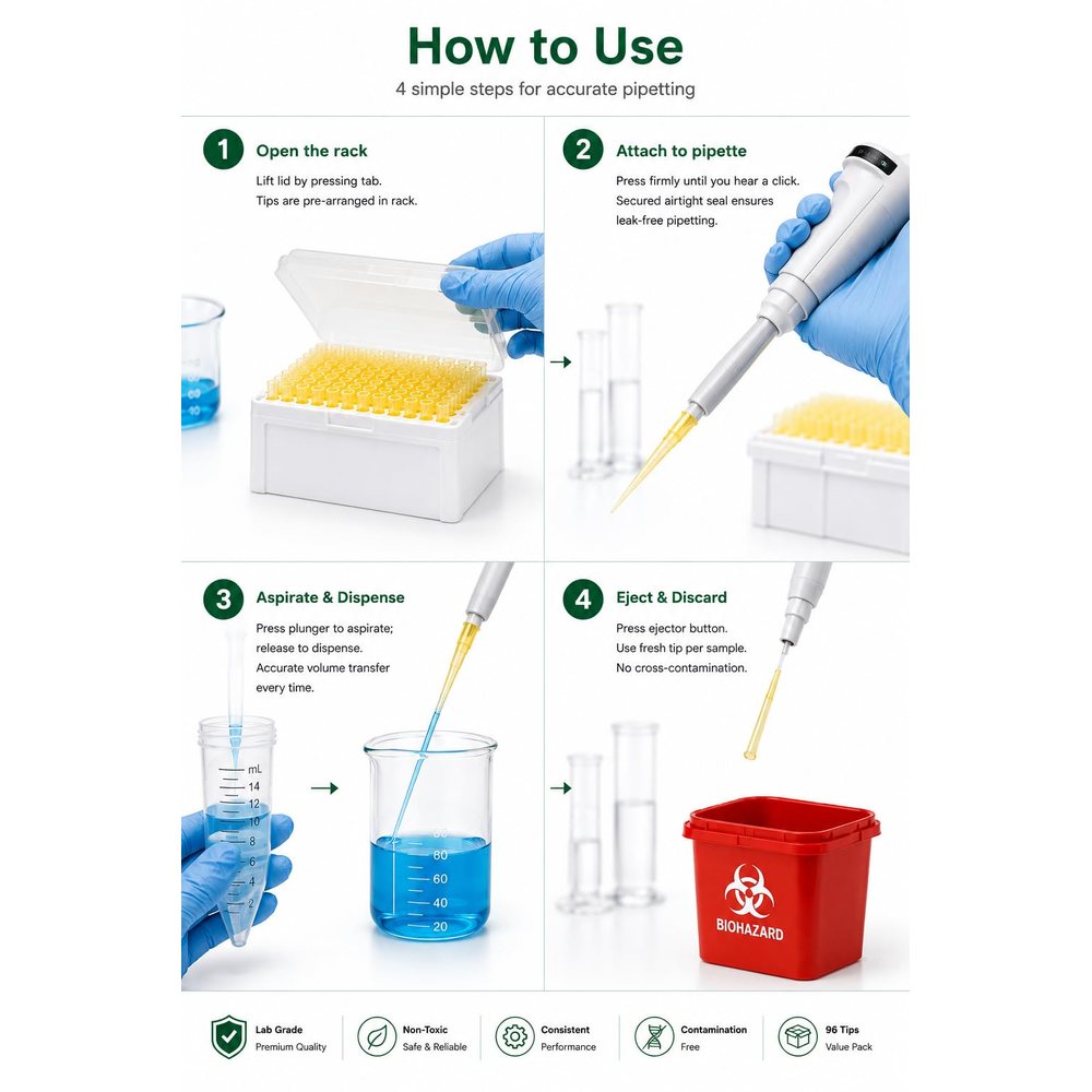 Micropipette Tips 2–200 µl, Yellow — Pack of 1000 — image 2