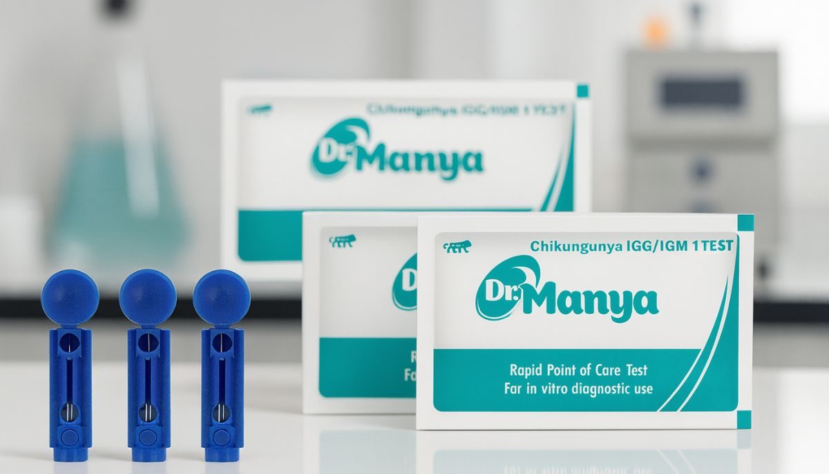 Dr. Manya rapid test kits in a laboratory