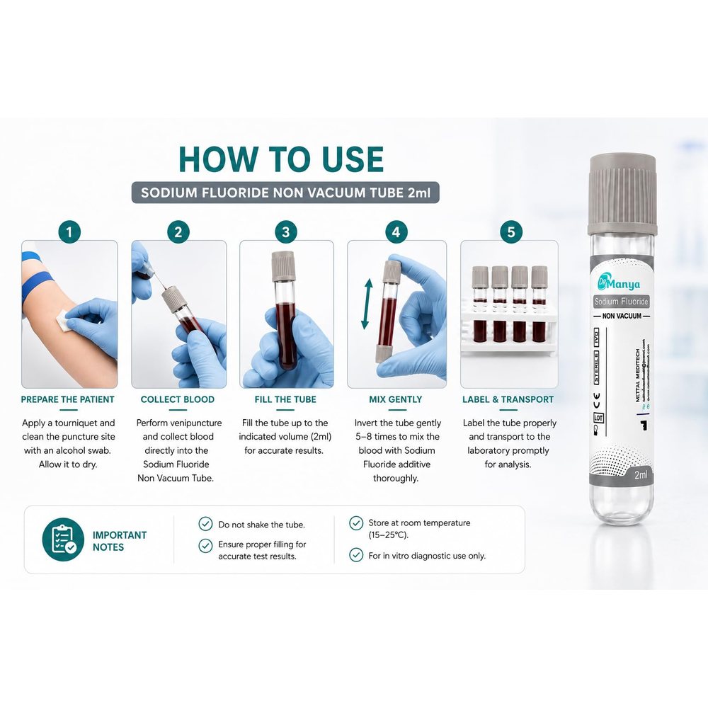 Sodium Fluoride Blood Collection Tube 2 ml, Grey Cap, Non-Vacuum — Pack of 100 — image 3