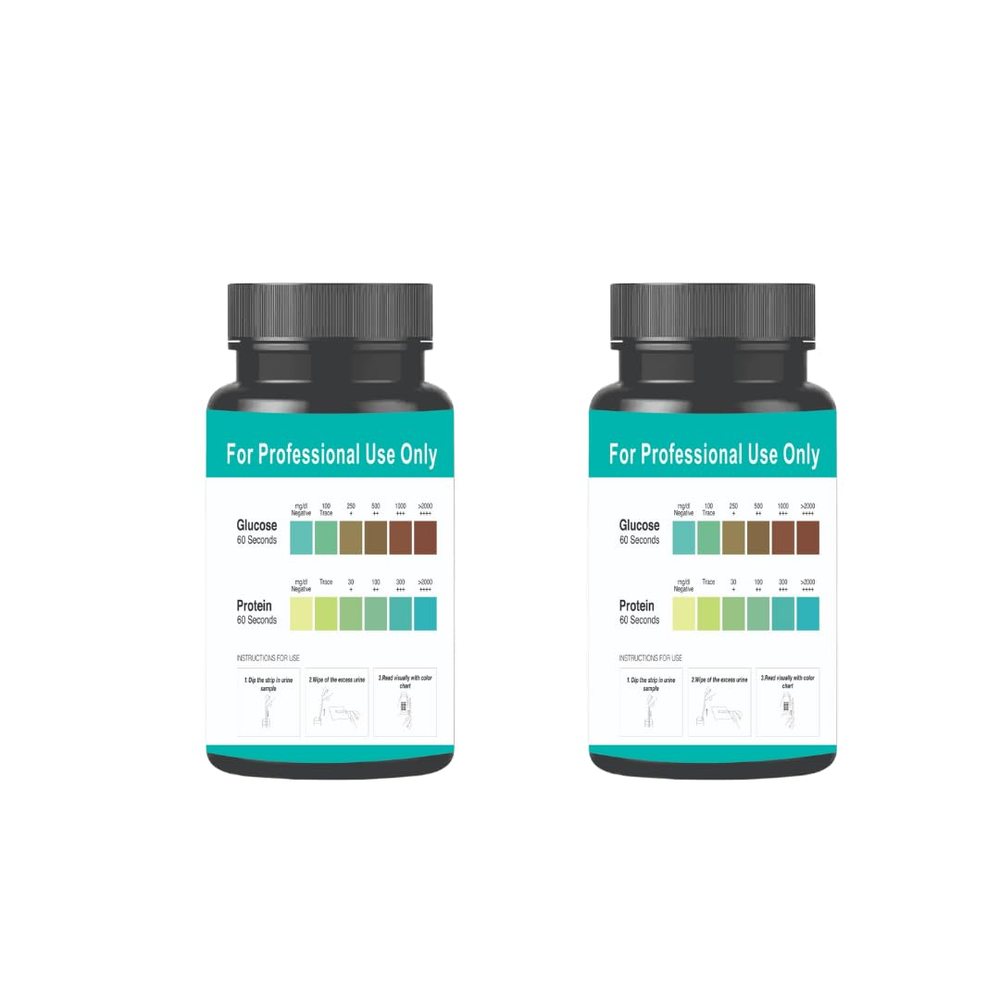 Urine Test Strips 2 Parameter (Glucose, Protein) — 2 Bottles, 200 Strips