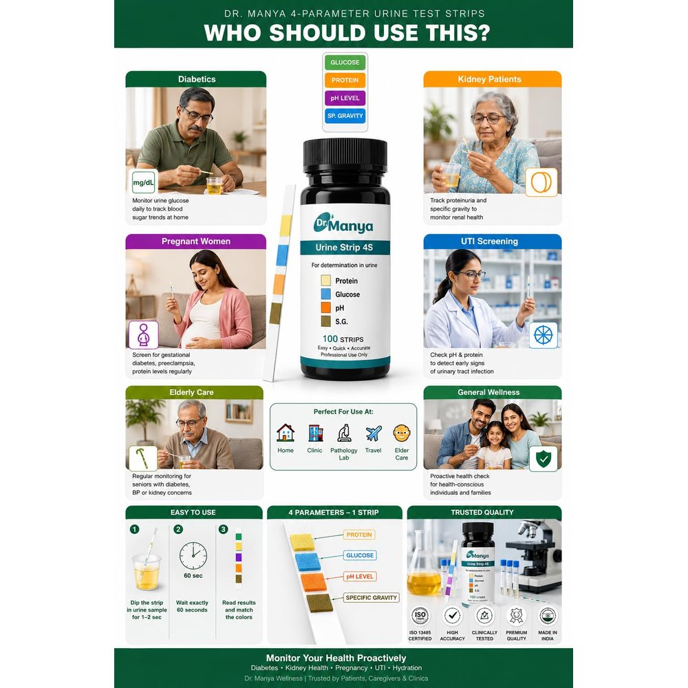 Urine Test Strips 4S (Glucose, Protein, pH, S.G.) — 100 Strips — image 3