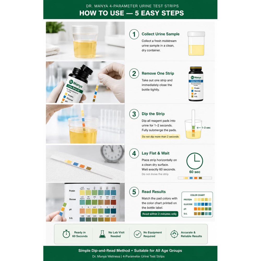Urine Test Strips 4S (Glucose, Protein, pH, S.G.) — 100 Strips — image 4