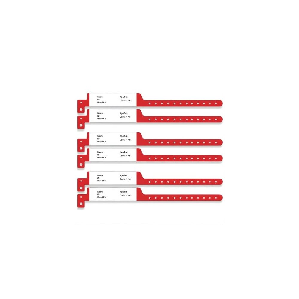 Adult Patient ID Wristbands, Red — Pack of 100