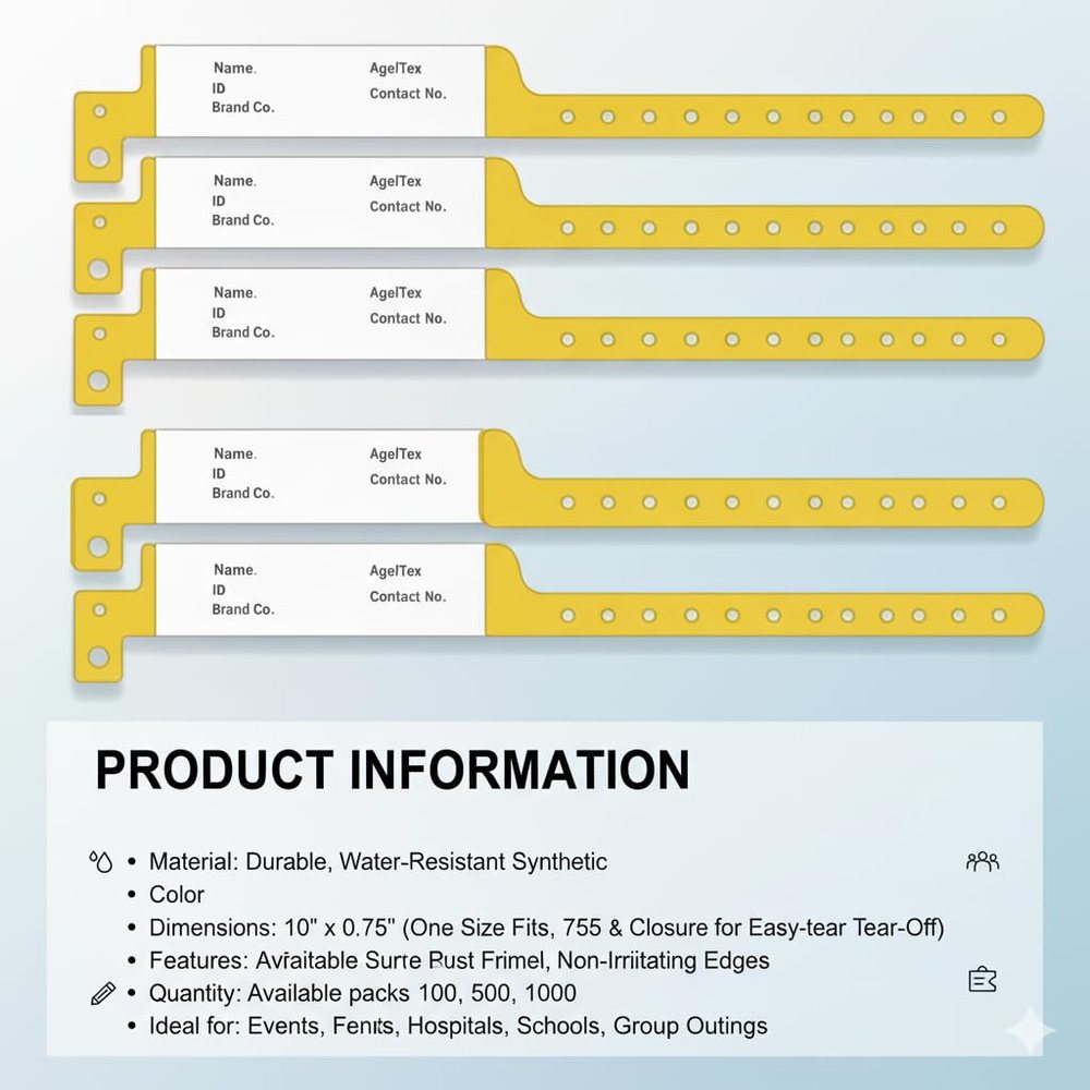 Adult Patient ID Wristbands, Yellow — Pack of 100 — image 3