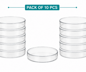 Pack of 10 sterile clear plastic Petri dishes